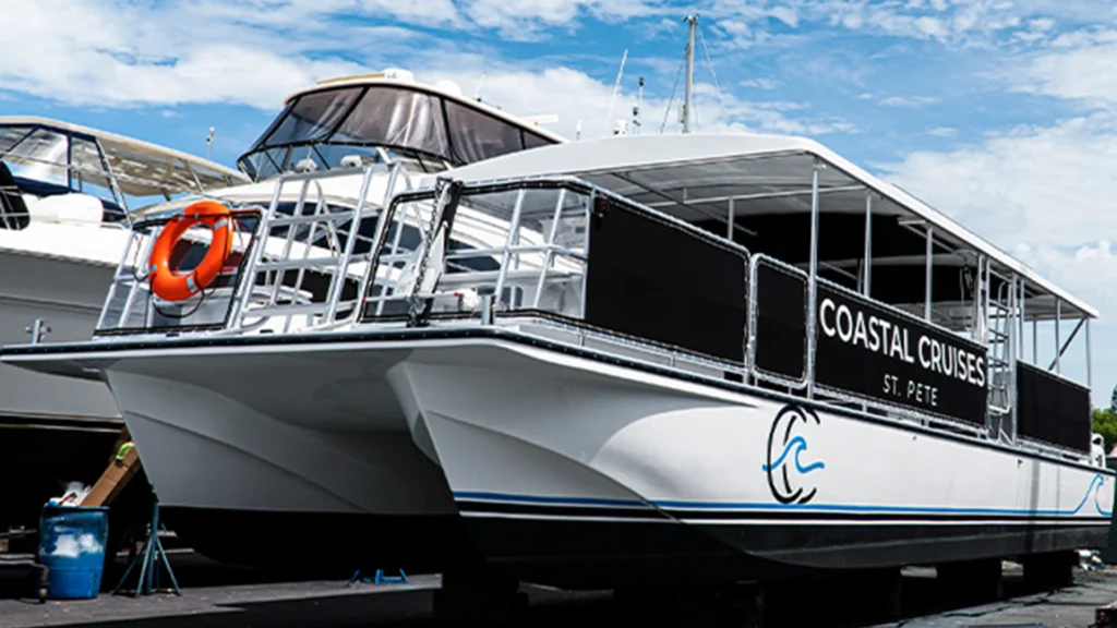 Boat wrap for Coastal Cruises St. Petersburg, FL.