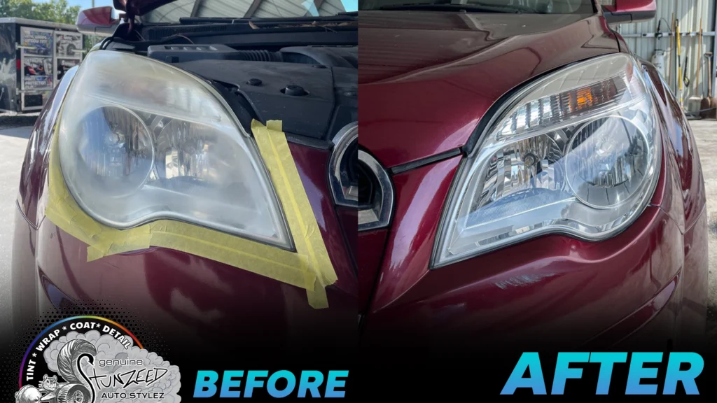 Headlight Restoration service before and after.